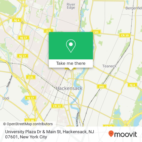 Mapa de University Plaza Dr & Main St, Hackensack, NJ 07601