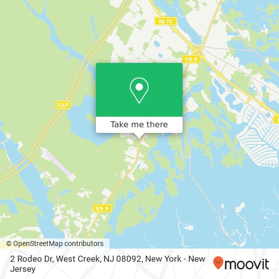 Mapa de 2 Rodeo Dr, West Creek, NJ 08092