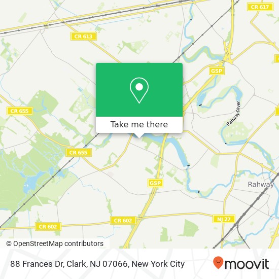 Mapa de 88 Frances Dr, Clark, NJ 07066