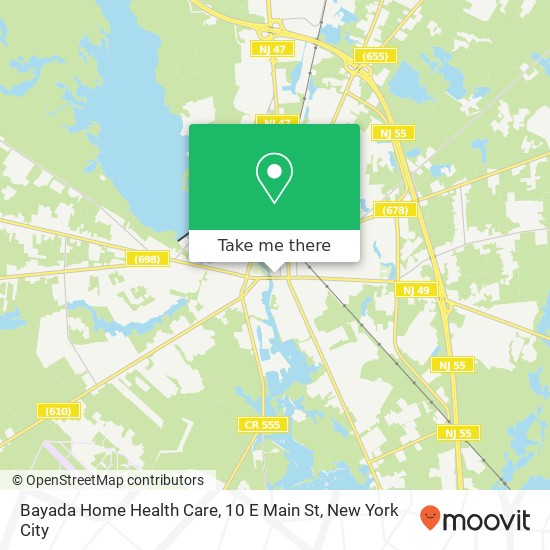 Mapa de Bayada Home Health Care, 10 E Main St