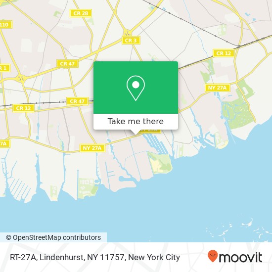 Mapa de RT-27A, Lindenhurst, NY 11757