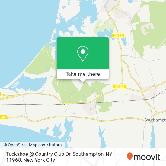 Mapa de Tuckahoe @ Country Club Dr, Southampton, NY 11968