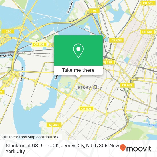 Mapa de Stockton at US-9-TRUCK, Jersey City, NJ 07306