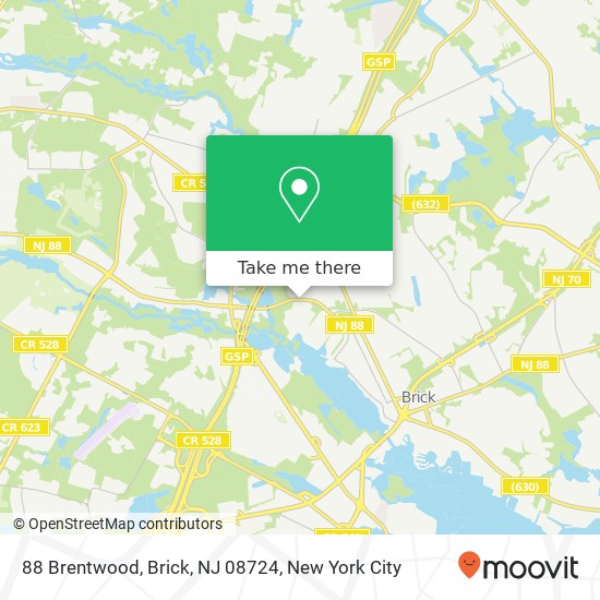 Mapa de 88 Brentwood, Brick, NJ 08724