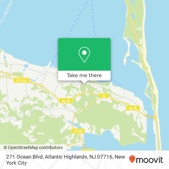 Mapa de 271 Ocean Blvd, Atlantic Highlands, NJ 07716