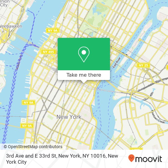 Mapa de 3rd Ave and E 33rd St, New York, NY 10016