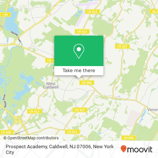 Mapa de Prospect Academy, Caldwell, NJ 07006