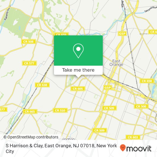 Mapa de S Harrison & Clay, East Orange, NJ 07018