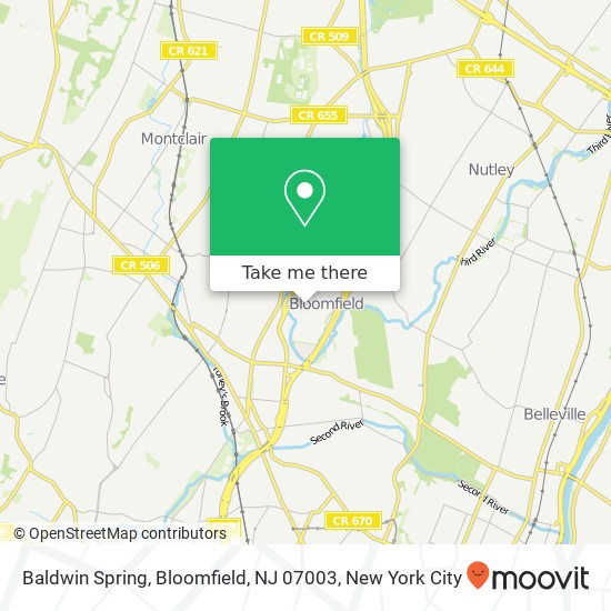 Mapa de Baldwin Spring, Bloomfield, NJ 07003