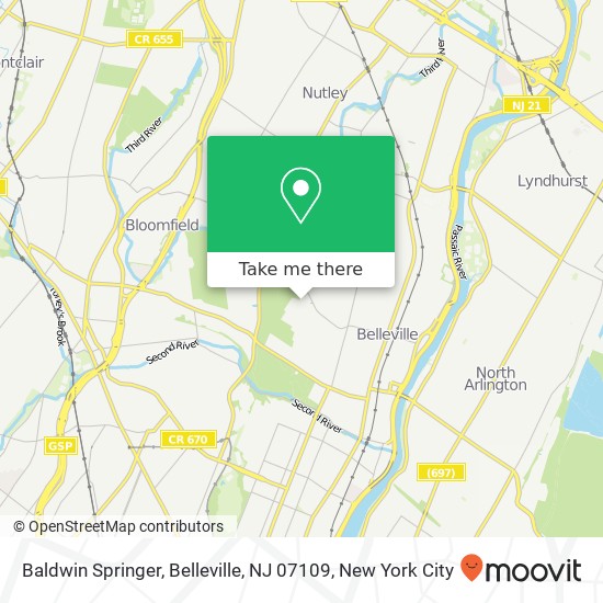 Mapa de Baldwin Springer, Belleville, NJ 07109