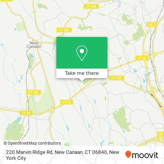 Mapa de 220 Marvin Ridge Rd, New Canaan, CT 06840