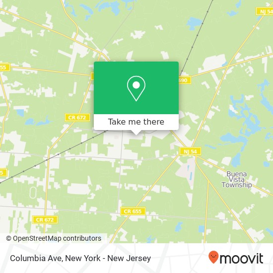 Mapa de Columbia Ave, Minotola, NJ 08341