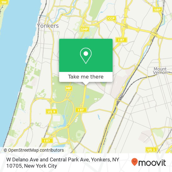 Mapa de W Delano Ave and Central Park Ave, Yonkers, NY 10705