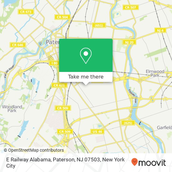 Mapa de E Railway Alabama, Paterson, NJ 07503