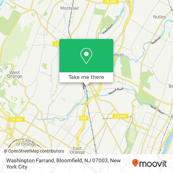 Mapa de Washington Farrand, Bloomfield, NJ 07003