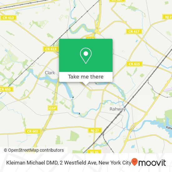 Kleiman Michael DMD, 2 Westfield Ave map