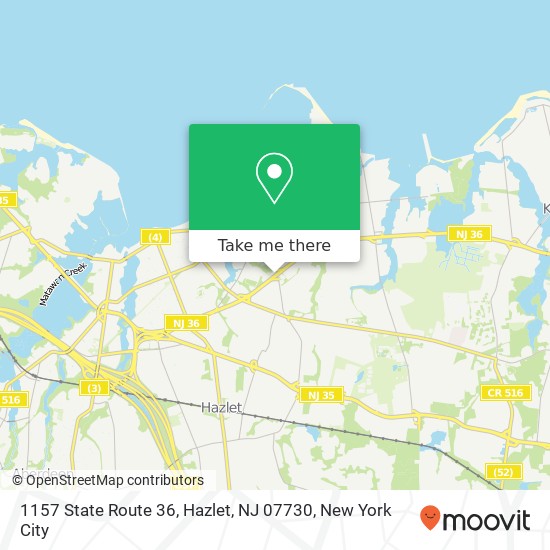 Mapa de 1157 State Route 36, Hazlet, NJ 07730