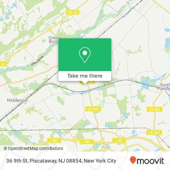Mapa de 36 9th St, Piscataway, NJ 08854