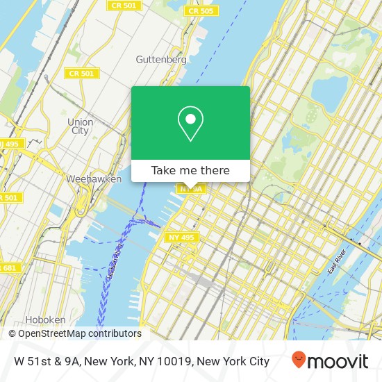 W 51st & 9A, New York, NY 10019 map