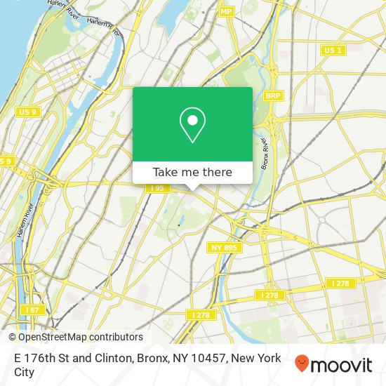 E 176th St and Clinton, Bronx, NY 10457 map