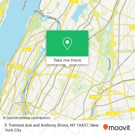 Mapa de E Tremont Ave and Anthony, Bronx, NY 10457