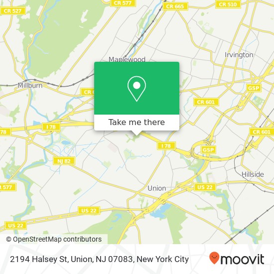 Mapa de 2194 Halsey St, Union, NJ 07083