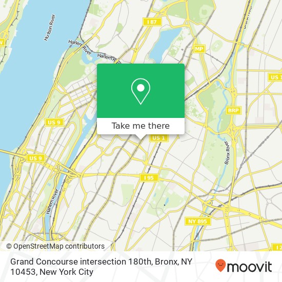 Mapa de Grand Concourse intersection 180th, Bronx, NY 10453