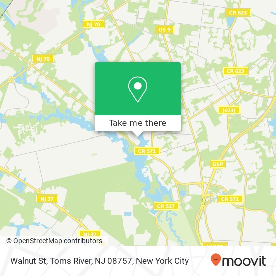 Mapa de Walnut St, Toms River, NJ 08757
