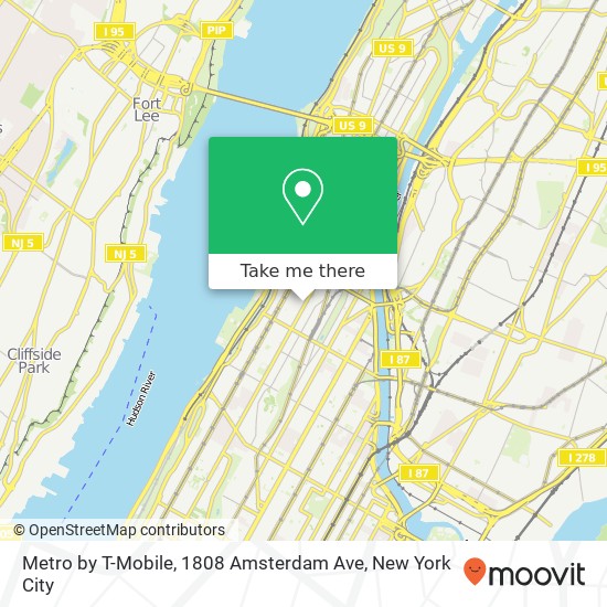 Mapa de Metro by T-Mobile, 1808 Amsterdam Ave