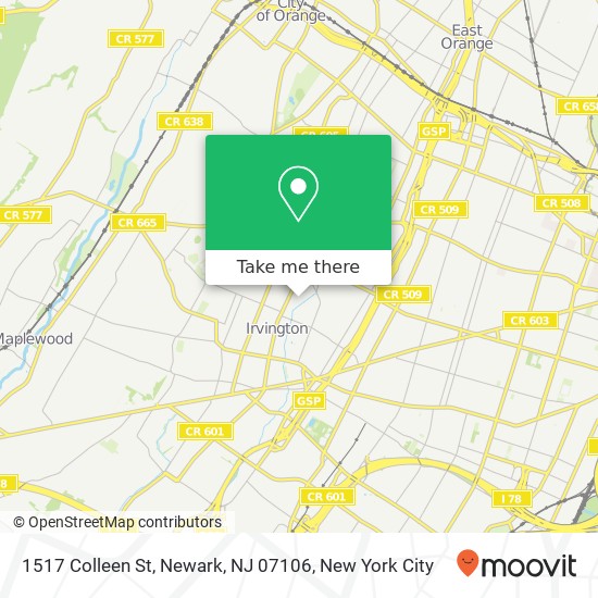 Mapa de 1517 Colleen St, Newark, NJ 07106
