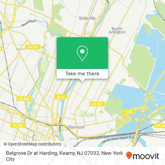 Mapa de Belgrove Dr at Harding, Kearny, NJ 07032