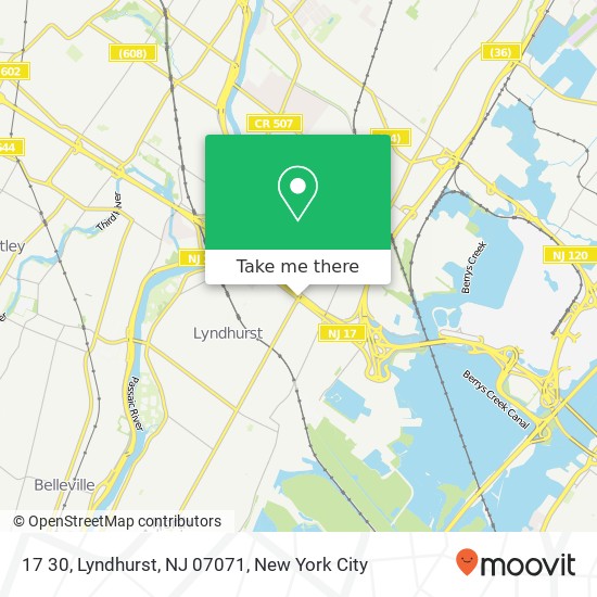 Mapa de 17 30, Lyndhurst, NJ 07071