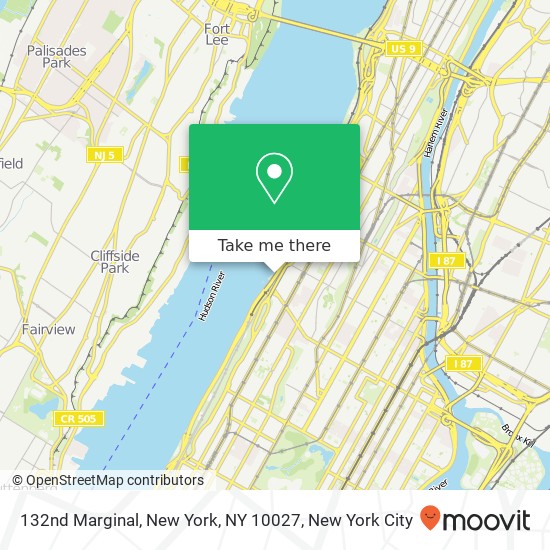 132nd Marginal, New York, NY 10027 map