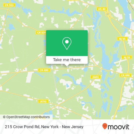 Mapa de 215 Crow Pond Rd, Elmer, NJ 08318