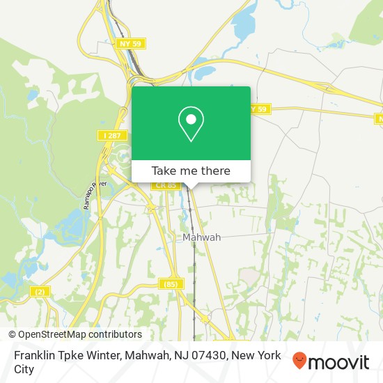 Mapa de Franklin Tpke Winter, Mahwah, NJ 07430