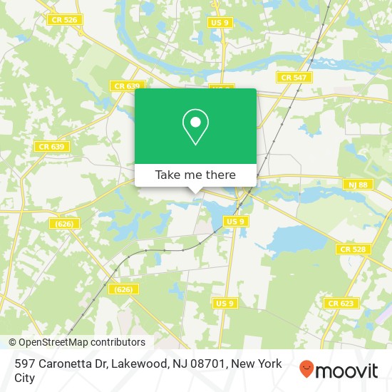 Mapa de 597 Caronetta Dr, Lakewood, NJ 08701