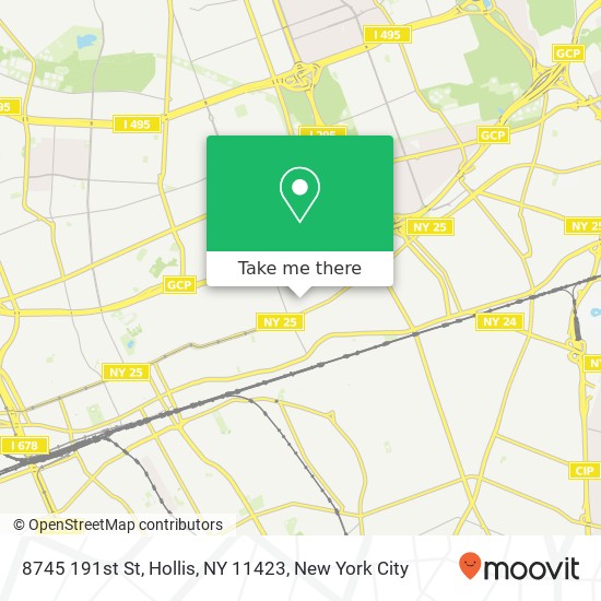 Mapa de 8745 191st St, Hollis, NY 11423