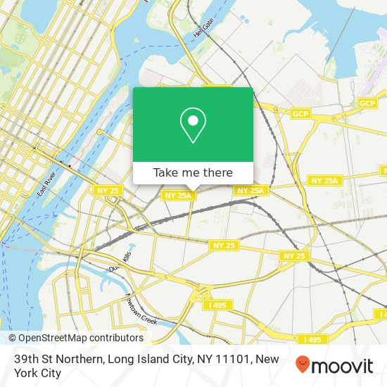 Mapa de 39th St Northern, Long Island City, NY 11101