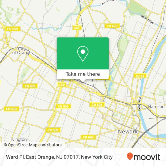 Mapa de Ward Pl, East Orange, NJ 07017