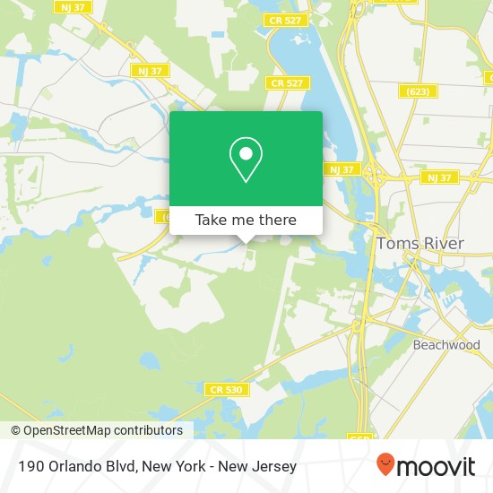 Mapa de 190 Orlando Blvd, Toms River, NJ 08757