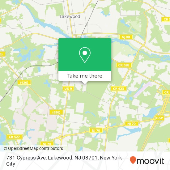 Mapa de 731 Cypress Ave, Lakewood, NJ 08701