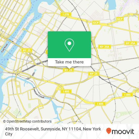 Mapa de 49th St Roosevelt, Sunnyside, NY 11104