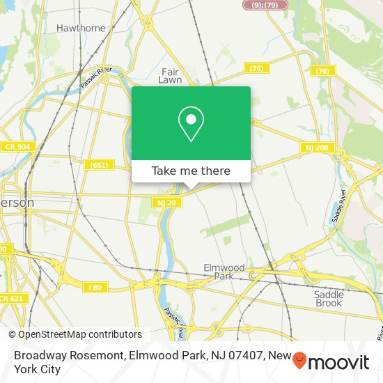 Mapa de Broadway Rosemont, Elmwood Park, NJ 07407