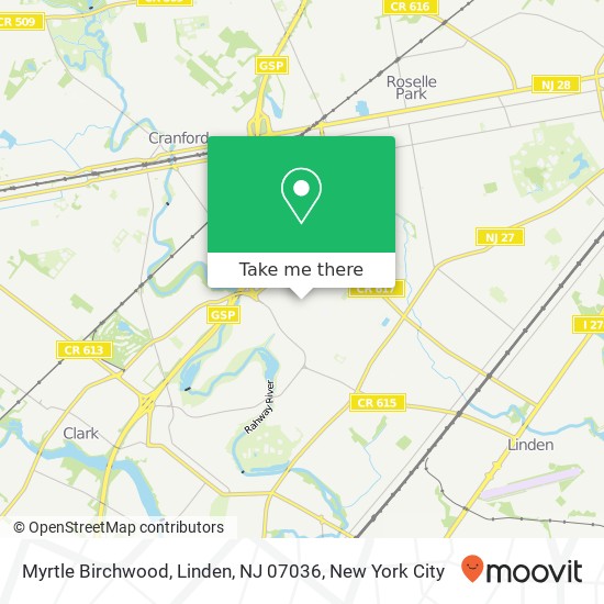 Mapa de Myrtle Birchwood, Linden, NJ 07036