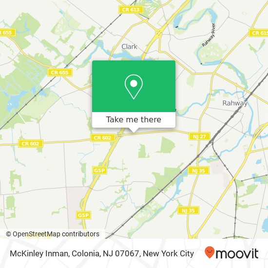 Mapa de McKinley Inman, Colonia, NJ 07067