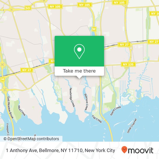 Mapa de 1 Anthony Ave, Bellmore, NY 11710