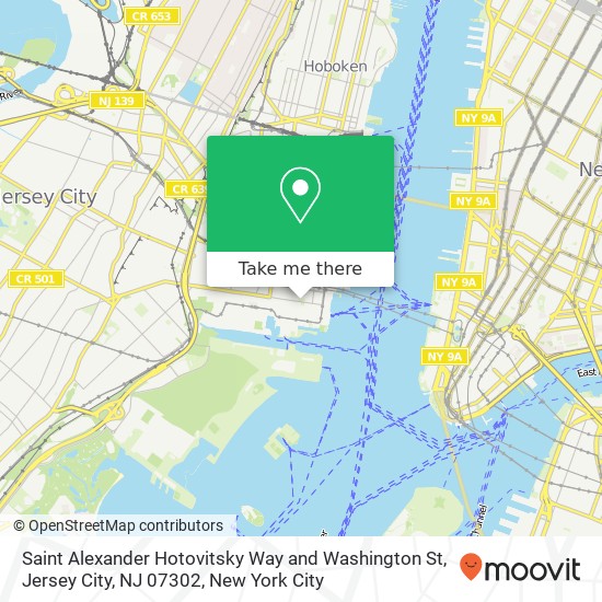 Mapa de Saint Alexander Hotovitsky Way and Washington St, Jersey City, NJ 07302