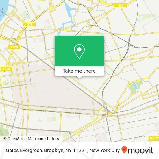Mapa de Gates Evergreen, Brooklyn, NY 11221