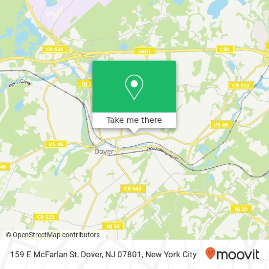 Mapa de 159 E McFarlan St, Dover, NJ 07801