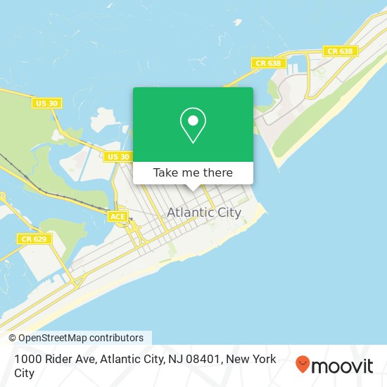 Mapa de 1000 Rider Ave, Atlantic City, NJ 08401